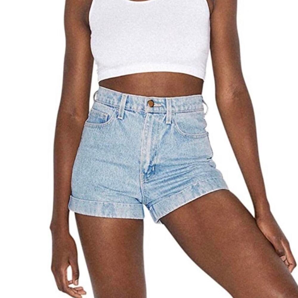 American Apparel Women's High Waist Blue Denim Shorts
